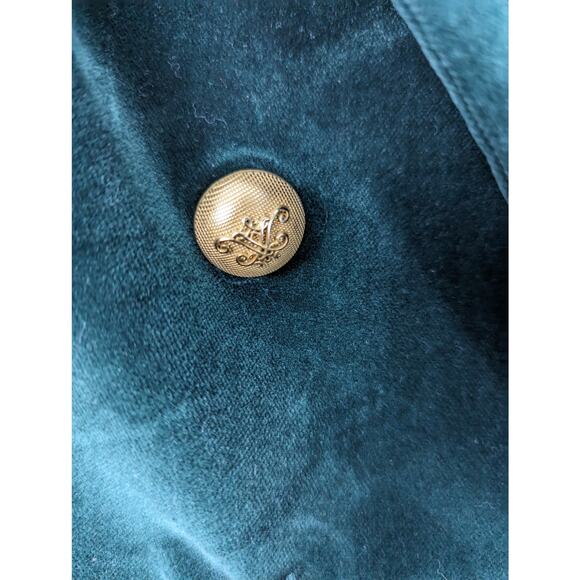 The Extreme Collection Velvet Blazer Green Double Breasted Gold Button Spain 42 - Picture 12 of 13